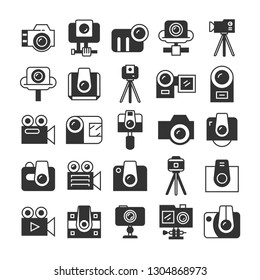 camera and video recorder icons set