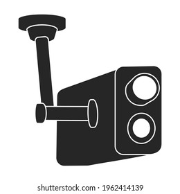 Camera video vector black icon. Vector illustration cctv on white background. Isolated black illustration icon of camer video.