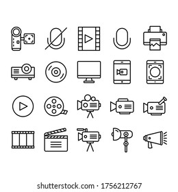 Camera and Vidio, vector icon set for apps, website, mobile, infographic and etc