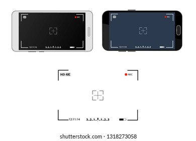 Camera view finder focusing screen recording. Video screen viewfinder