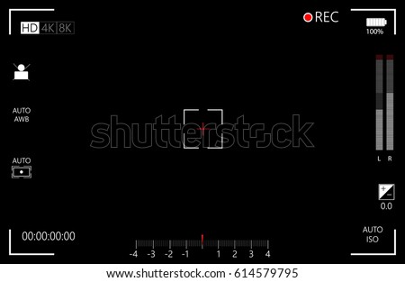Camera view finder. focusing screen camera. recording hd 4k Video vector.