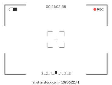 Camera View And Focusing Screen Recording Video. Vector Illustration. 
