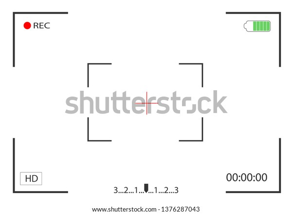 カメラビューとフォーカス画面の録画ビデオ カメラフレームビューファインダー ベクターイラスト のベクター画像素材 ロイヤリティフリー 1376287043
