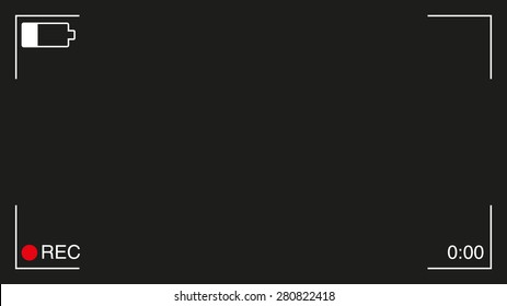 Camera Viewfinder Background With Active REC, Low Battery And Time 0:00 (resolution 16:9)