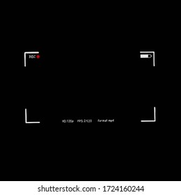 Camera viewfinder black background. Camera viewfinder. Viewfinder camera recording. Video screen on a black background. vector illustration