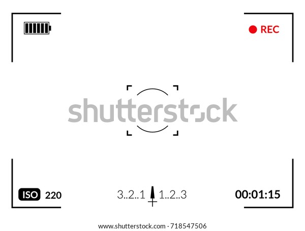 デジタルフォーカスと露出カメラの設定を持つカメラビューファインダ スクリーン写真のフレーム のベクター画像素材 ロイヤリティフリー