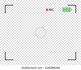 Camera viewfinder, digital video, photo focus. Element vector overlay screen frame borders the snapshot. Transparent isolated background.