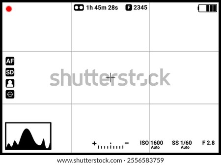 Camera viewfinder. Camera display. Photo frame vector design.