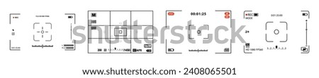 Camera viewfinder. Camera display. Recording view frame, cinema rec viewing screen
