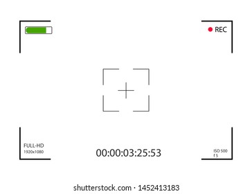 Camera viewfinder. Focusing screen of the camera. Viewfinder camera recording. Vector template for your design.