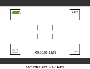 Camera viewfinder. Focusing screen of the camera. Viewfinder camera recording. Vector template for your design.