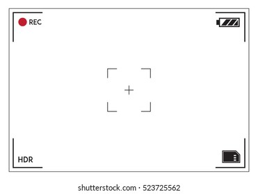 Camera viewfinder. Focusing screen of the camera. Viewfinder camera recording. Vector template for your design.