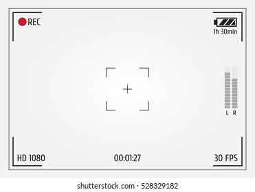 Camera viewfinder. Focusing screen of the camera. Viewfinder camera recording. Vector template for your design.