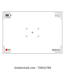 Camera viewfinder focusing screen of the camera viewfinder camera recording template. Editable Stroke