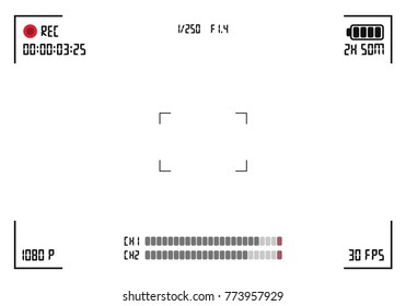 Camera viewfinder. Focusing screen of the camera. Viewfinder camera recording. Vector template for your design.
