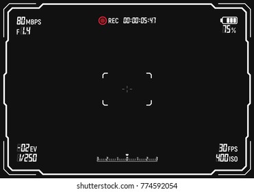 Visor de cámara. Pantalla de enfoque de la cámara. Grabación de cámara del visor.Plantilla vectorial para su diseño.