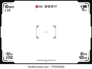 Camera viewfinder. Focusing screen of the camera. Viewfinder camera recording. Vector template for your design.