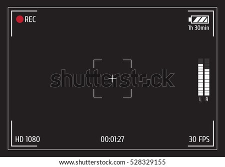 Camera viewfinder. Focusing screen of the camera. Viewfinder camera recording. Vector template for your design.