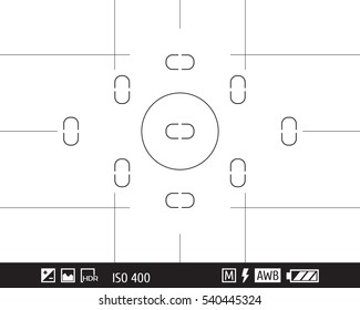 Camera viewfinder. Focusing screen of the camera. Vector template for your design.