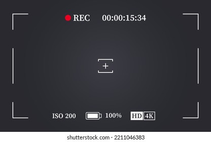 Camera viewfinder frame, video or photo focus screen. Recording or snapshot template, digital display dslr cam, capture interface for photography or videography, flat vector illustration
