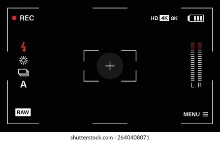 Camera viewfinder frame video or photo focus screen template vector