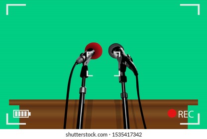 camera viewfinder of microphone on podium