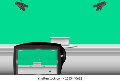 camera viewfinder of news studio