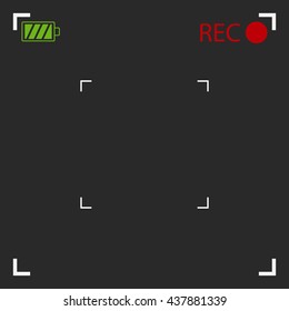 Camera viewfinder. Viewfinder camera on a black background. Template. Viewfinder recording camera. Vector illustration