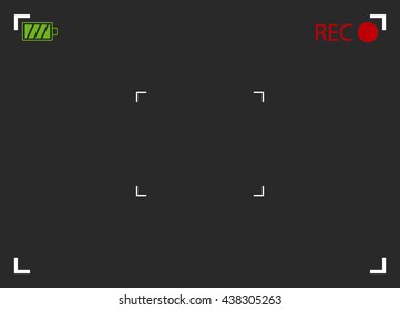 Camera viewfinder. Viewfinder camera on a black background. Template. Viewfinder recording camera. Vector illustration