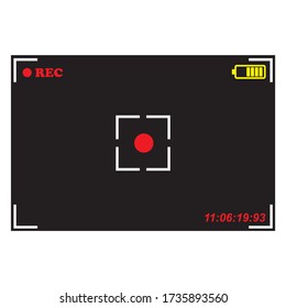 Camera viewfinder rec background vector. Screen Video on a black background . View finder background.