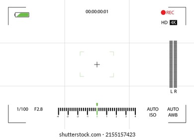 Camera viewfinder. Viewfinder camera recording. Video screen on a white background. vector illustration