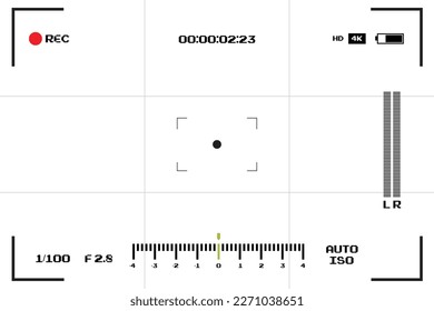 Camera viewfinder. Viewfinder camera recording. Video screen on a white background. vector illustration