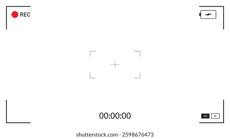 Camera viewfinder. Viewfinder camera recording. Video screen on a black background. vector illustration	