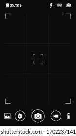 Camera viewfinder. Smartphone focusing screen of the camera. Viewfinder camera recording. Vector template for your design.