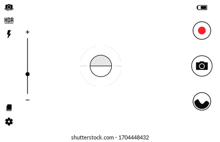Camera viewfinder. Smartphone focusing screen of the camera. Viewfinder camera recording. Vector template for your design.