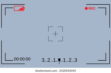 Camera viewfinder. Template focusing screen of the camera. Viewfinder camera recording. Video screen on a white background. vector illustration