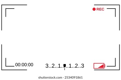 Camera viewfinder. Template focusing screen of the camera. Viewfinder camera recording. Video screen on a white background. vector illustration