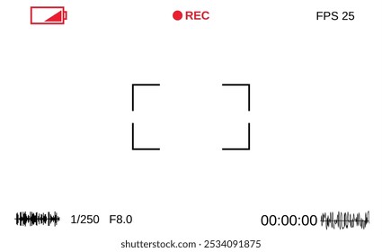 Camera viewfinder. Template focusing screen of the camera. Viewfinder camera recording. Video screen on a white background. vector illustration