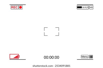 Camera viewfinder. Template focusing screen of the camera. Viewfinder camera recording. Video screen on a white background. vector illustration