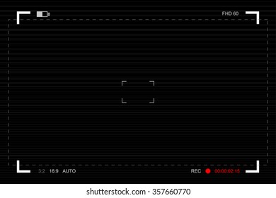 Camera viewfinder. Template focusing screen of the camera. Video screen on a black background. vector illustration 