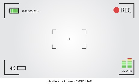 Camera viewfinder. Template focusing screen of the camera. Viewfinder recording. Video screen on a white background. vector illustration