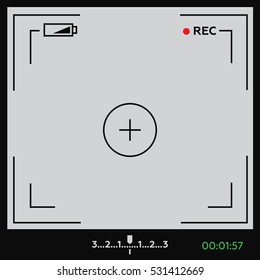 Camera viewfinder. Template focusing screen of the camera. Viewfinder camera recording