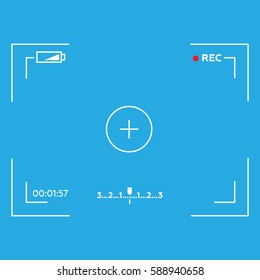 Camera viewfinder. Template focusing screen of the camera. Viewfinder camera recording. Screen of the camera 