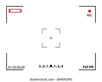 Camera viewfinder. Template focusing screen of the camera. Viewfinder camera recording. Video screen on a white background. vector illustration