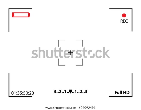 カメラビューファインダー カメラのテンプレートフォーカス画面 Viewfinderカメラ の記録 白い背景にビデオスクリーン ベクターイラスト のベクター画像素材 ロイヤリティフリー