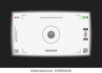 Camera viewfinder video or photo frame recorder flat style design vector illustration. Digital camera viewfinder with exposure settings and focusing grid template.