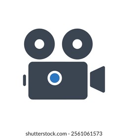 Camera Vintage Filming Icon On White Background