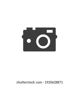Camera Vintage Icon Isolated on Black and White Vector Graphic