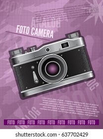 Camera  vintage retro poster vector illustration