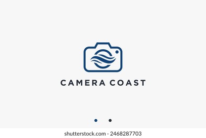 camera with wave logo design vector silhouette illustration